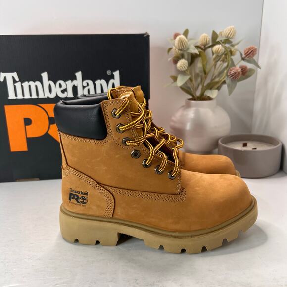 Timberland PRO Sawhorse 6" Composite Safety Toe Boots Brown Men 4.5W Tried On - Picture 3 of 11